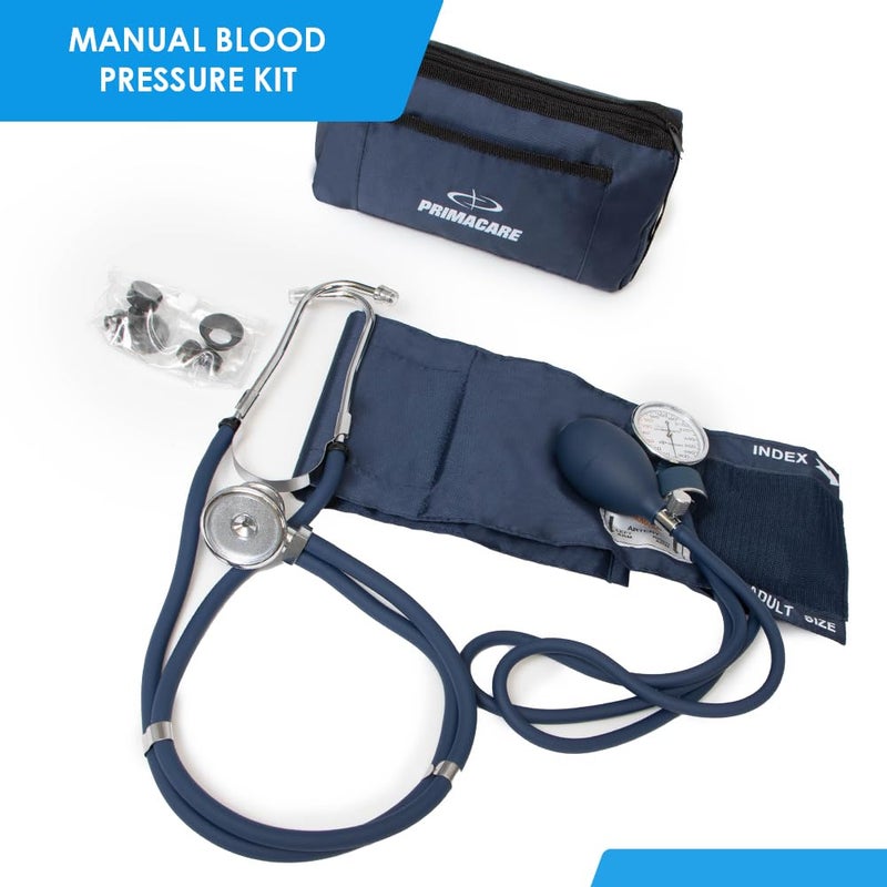 PRIMACARE بريمكير DS9181BL مقياس ضغط الدم الأنيوريد المحترف و سماعة سبراغ راباتور اليدوية مع طقم ضغط الدم مع كفة وحقيبة حمل زرقاء - Image 2