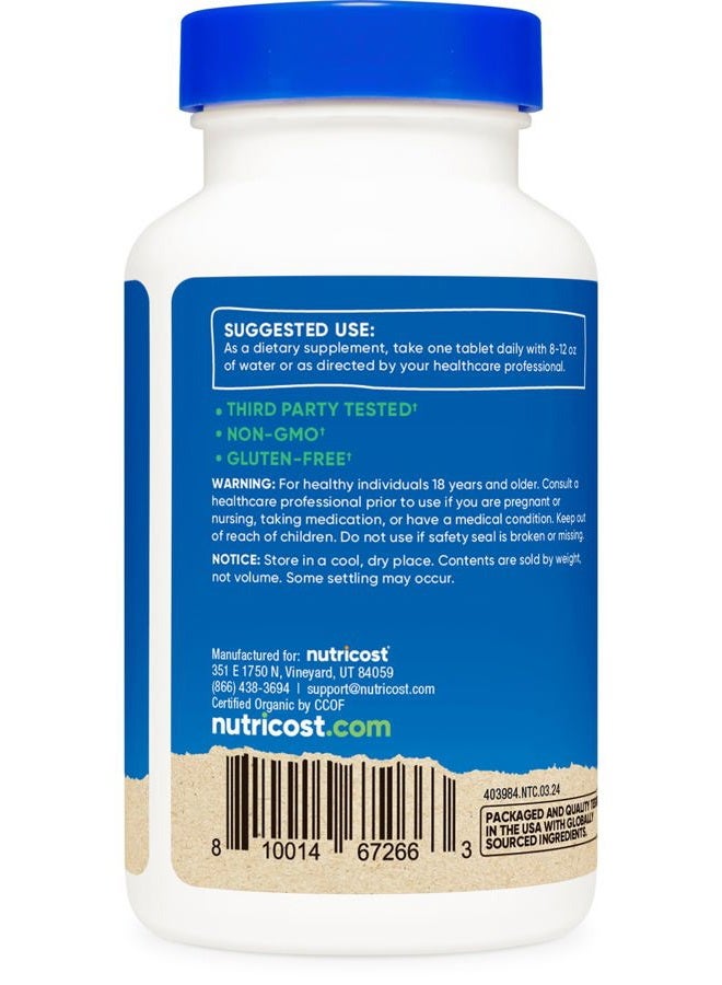 Nutricost سبيرولينا عضوية 500 ملغ، 240 قرص - خالية من الغلوتين، غير معدلة وراثيًا - Image 4