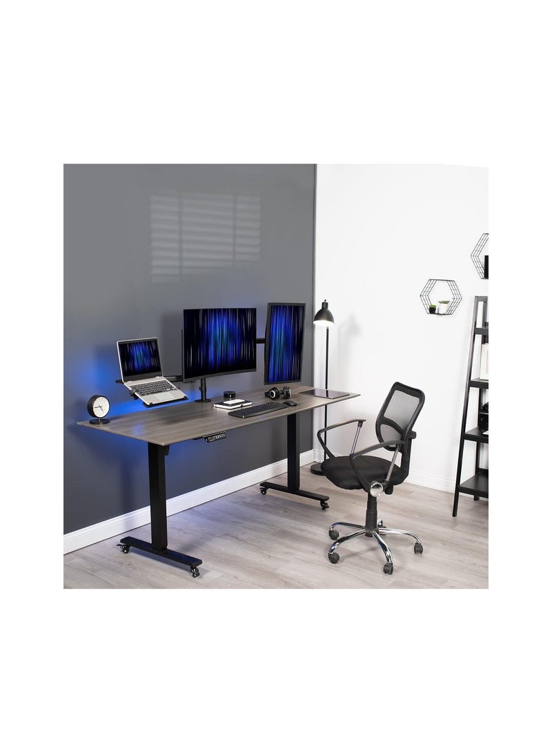 Dual Monitor Stand with Laptop Holder (13-27 inch) - Rotating Arm for Three Monitors - Black - Image 3