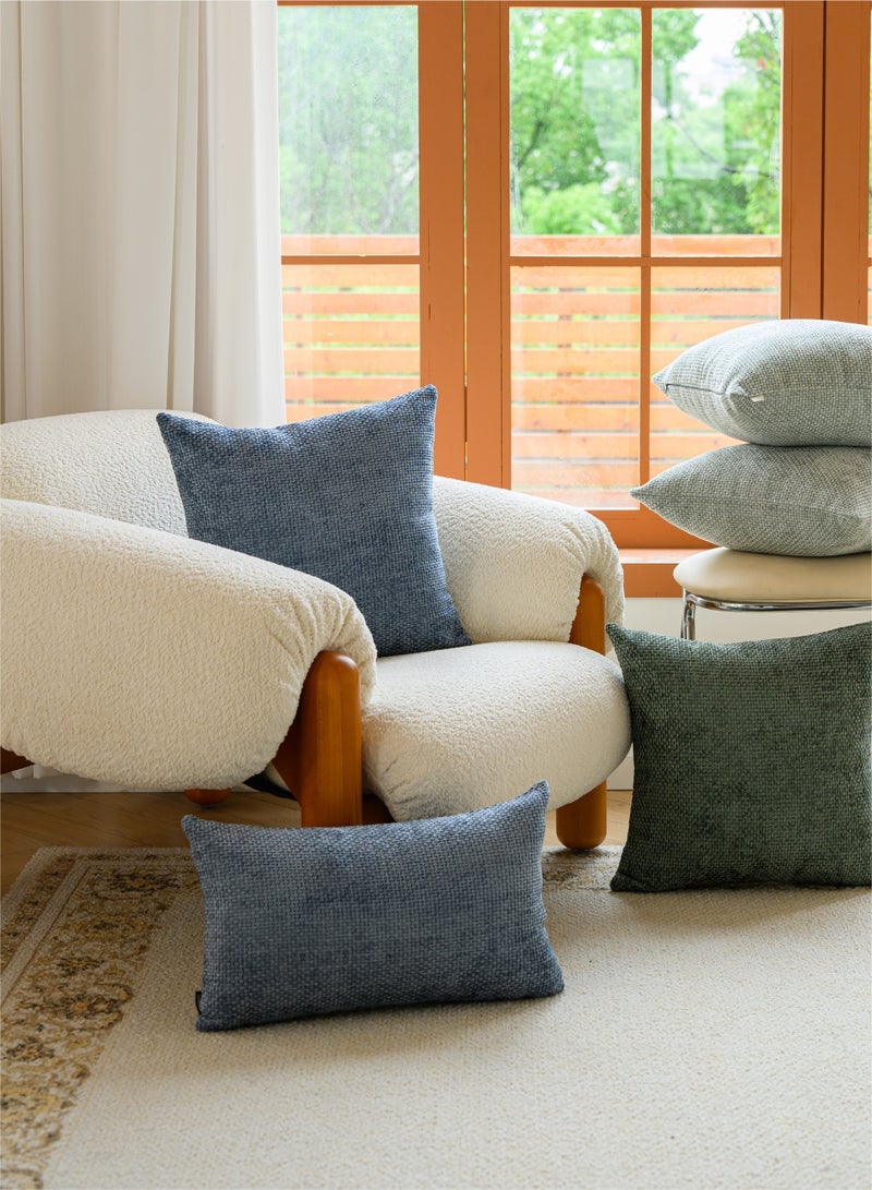 a moment a moment Blue Chenille Cushion Cover Throw Pillow Covers 45x45 CM Pack of 2 Modern Decorative Pillowcase Farmhouse Cross Pillows  - Image 5