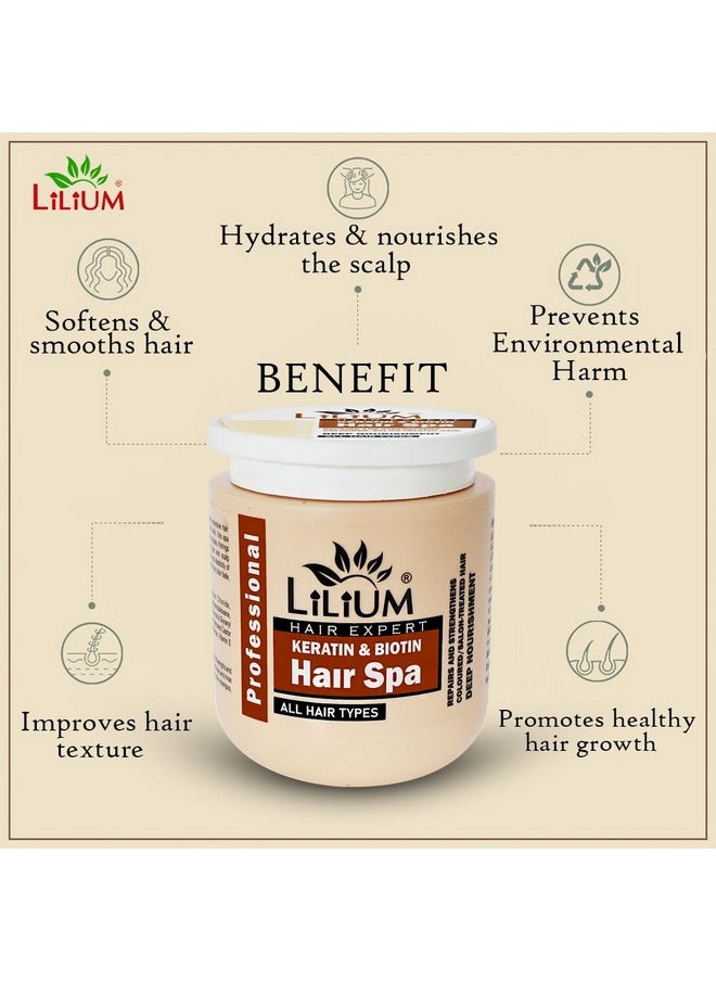ليليوم هيربال Lilium Keratin & Biotin Hair Spa 800Ml | قناع شعر احترافي | يصلح ويقوي الشعر المصبوغ/المعالج في الصالونات | تغذية عميقة وتنعيم | التحكم في التلف  - Image 2