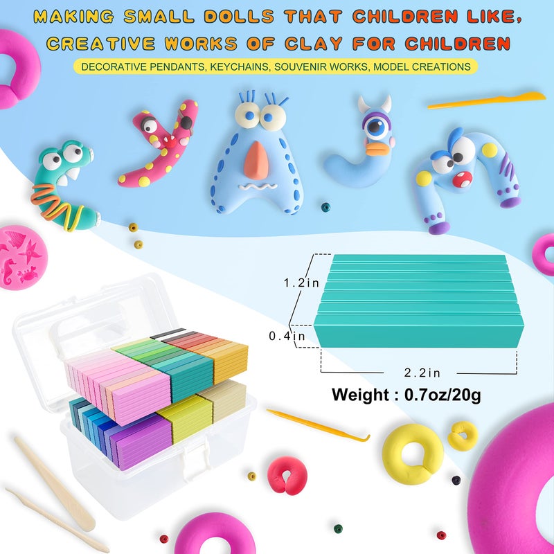 CyAJM Polymer Clay 60 Colors, Modeling Clay for Kids Oven Baked Model Clay Non-Sticky with Sculpting Tools DIY Starter Kits,and Accessories - Image 2