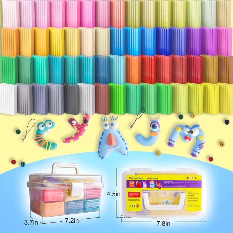 CyAJM Polymer Clay 60 Colors, Modeling Clay for Kids Oven Baked Model Clay Non-Sticky with Sculpting Tools DIY Starter Kits,and Accessories - Image 3