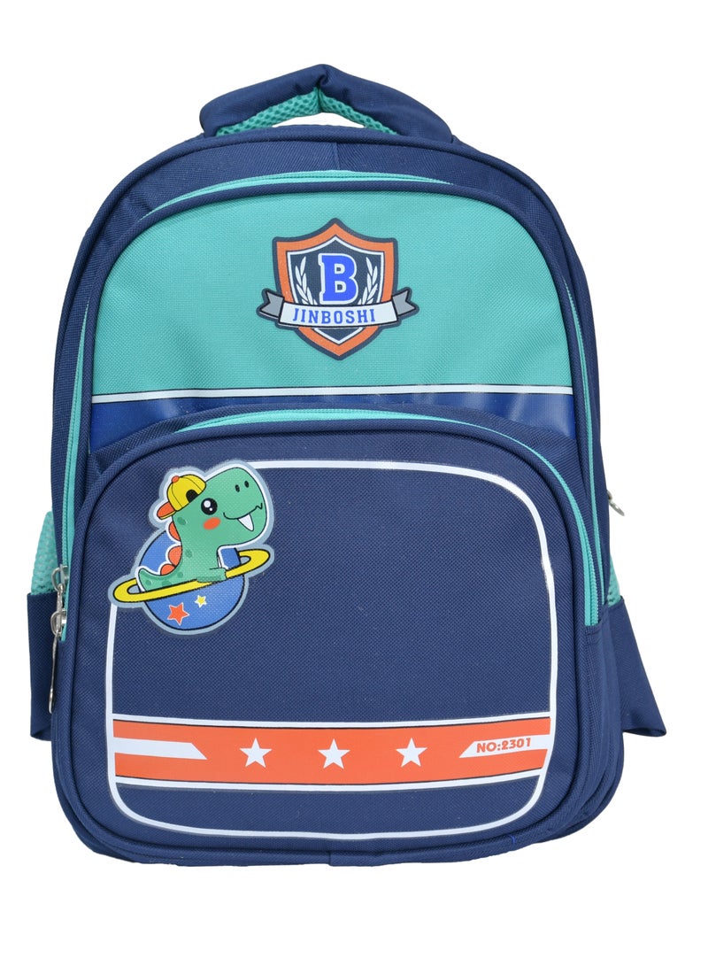 High quality nylon school backpack for boys, Navy Blue & Cyan - Image 1