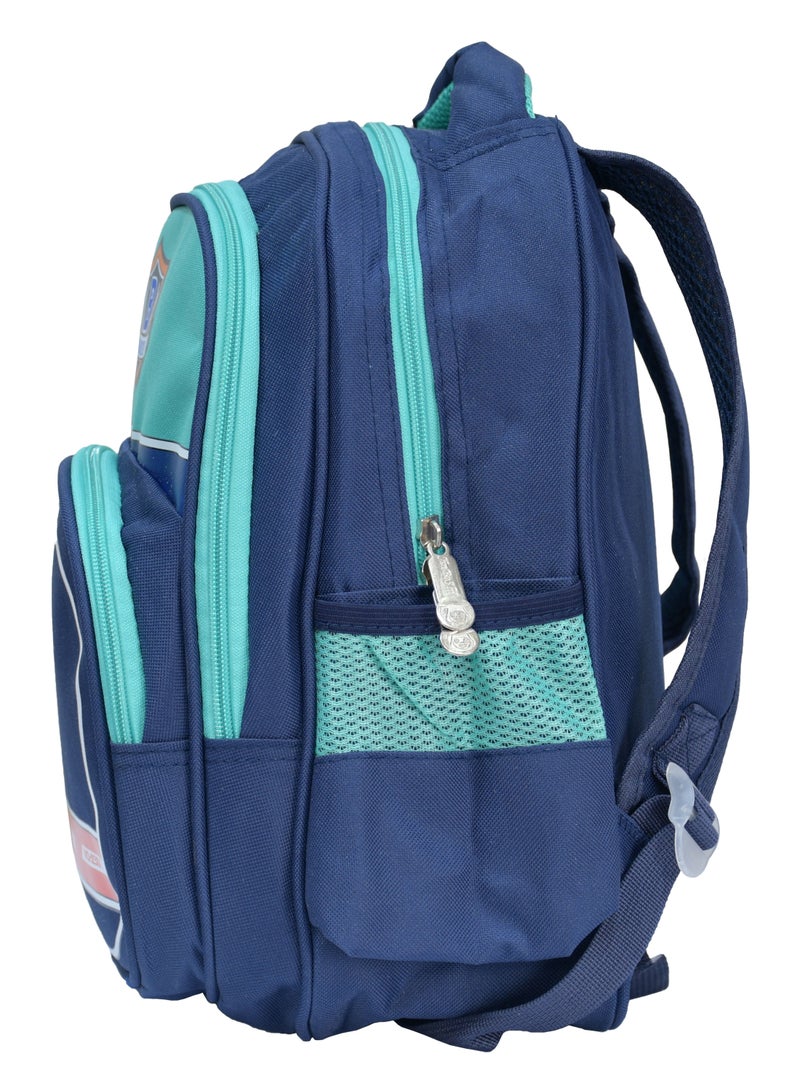 High quality nylon school backpack for boys, Navy Blue & Cyan - Image 3