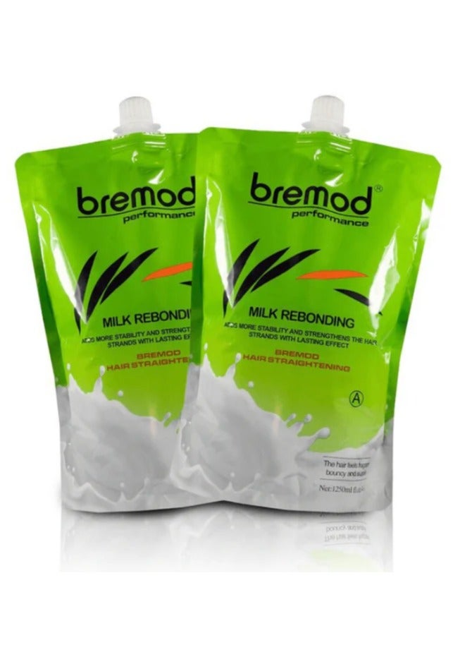 BREMOD Milk Rebonding Hair Straightening Set (A) + (B) - 1250ml+1250ml - Image 2