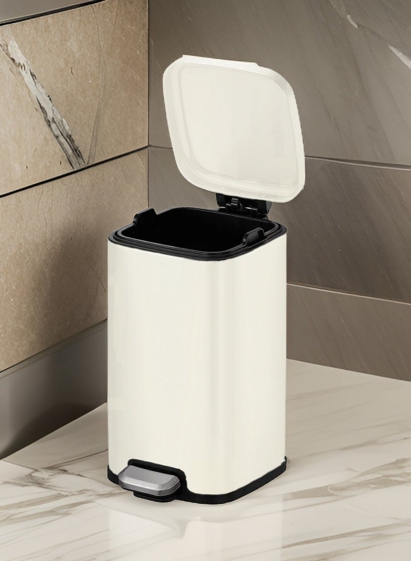 EKO STELLA SERIES | Brushed Stainless Steel Finish | Soft-Closing | Fingerprint-Resistant | Premium Pedal Trash Bin | Multiple Sizes ( 6 - 12 L) To Suit Different Places | 9 Liters | Beige  - Image 2