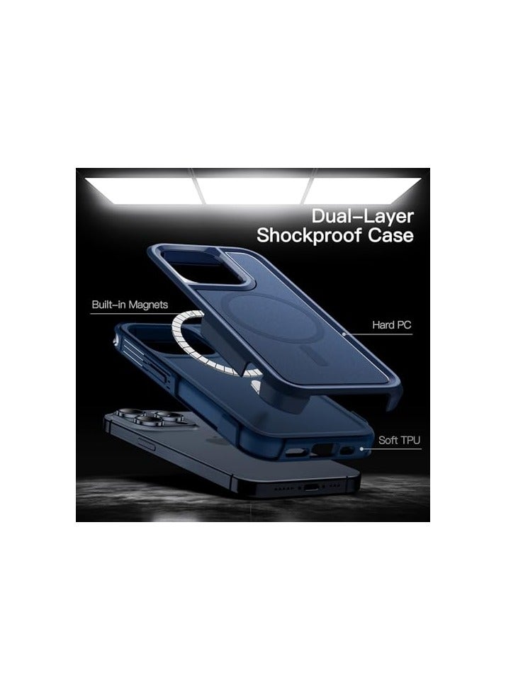 جي تيك حافظة JETech لهاتف iPhone 15 Pro مقاس 6.1 بوصة متوافقة مع MagSafe، حماية قوية بطبقة مزدوجة شديدة التحمل، غطاء مغناطيسي قوي للهاتف مقاوم للصدمات (كحلي) - Image 3