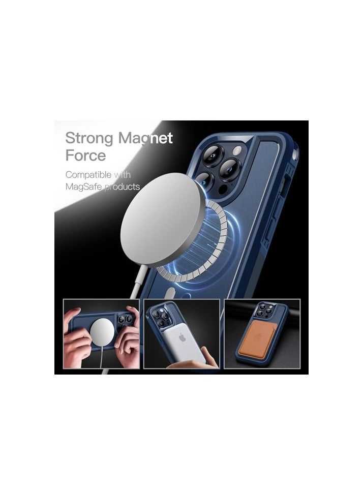 جي تيك حافظة JETech لهاتف iPhone 15 Pro مقاس 6.1 بوصة متوافقة مع MagSafe، حماية قوية بطبقة مزدوجة شديدة التحمل، غطاء مغناطيسي قوي للهاتف مقاوم للصدمات (كحلي) - Image 4