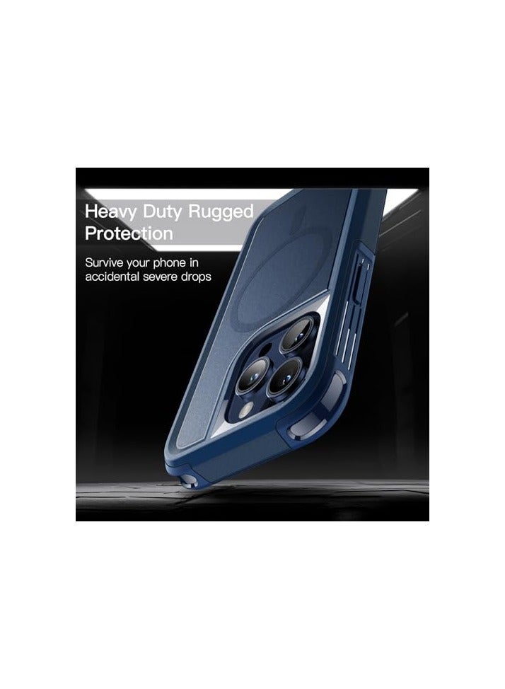 جي تيك حافظة JETech لهاتف iPhone 15 Pro مقاس 6.1 بوصة متوافقة مع MagSafe، حماية قوية بطبقة مزدوجة شديدة التحمل، غطاء مغناطيسي قوي للهاتف مقاوم للصدمات (كحلي) - Image 5