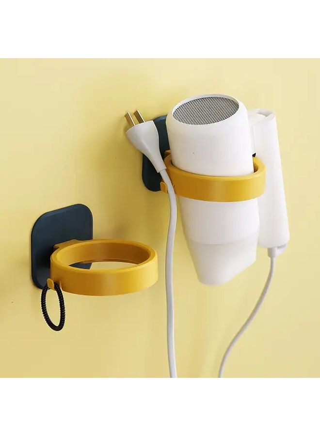 White Wall Mounted Hair Dryer Holder Non Drill Bathroom Storage Organizer Hanging Stand - Image 1