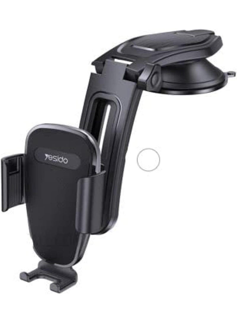 YESIDO C130 One-Touch Button Mobile Phone Holder – Universal Car Mount, 360° Rotation, Dashboard & Windshield Compatible, Strong Suction Cup, Hands-Free Cradle Stand - Image 1