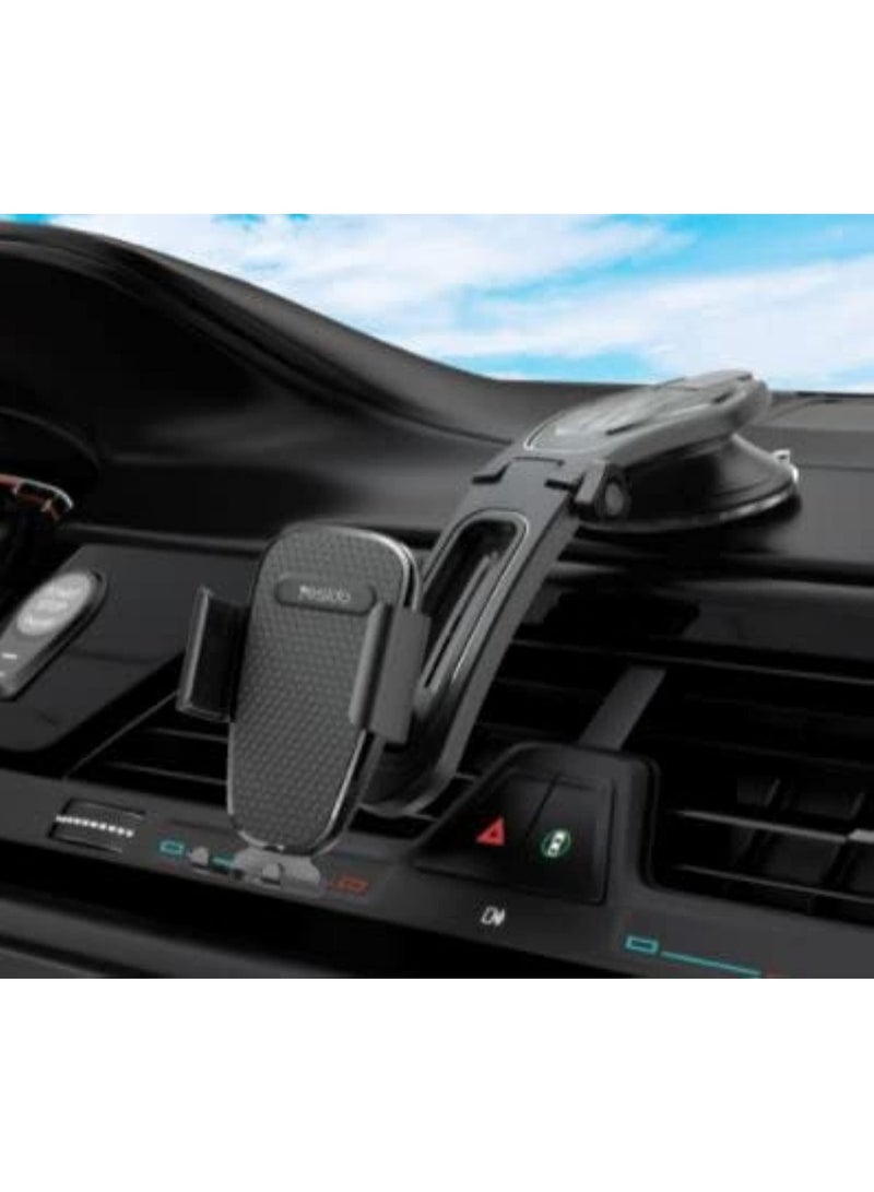 YESIDO C130 One-Touch Button Mobile Phone Holder – Universal Car Mount, 360° Rotation, Dashboard & Windshield Compatible, Strong Suction Cup, Hands-Free Cradle Stand - Image 2