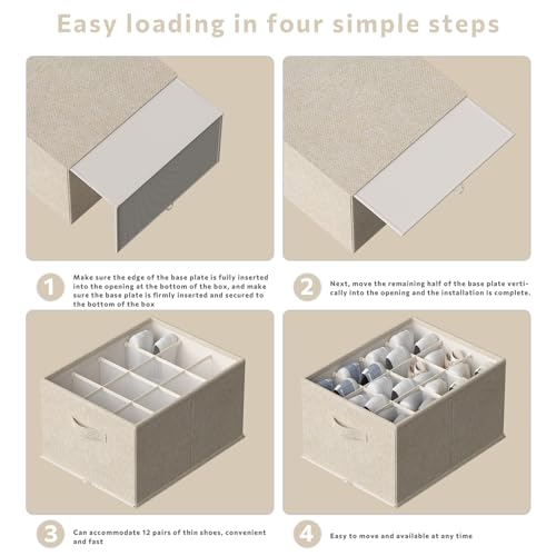 FHSQX 2 Pack Shoe Organizer for Closet,Foldable Shoe Organizer,Fits up to 24 Pairs,Storage Containers With Bottom Support for Shoes - Image 5