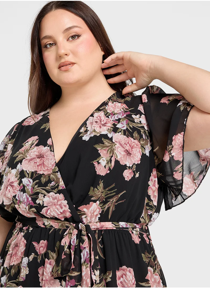 Ginger Plus Floral A Line Midi Dress