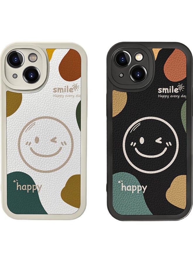 Hotfire Iphone 13 Case, Iphone 13 Protective Cover, Shockproof Smiley Face Lambskin Frosted Upgraded Lens Full Protection Silicone Case For Men And Women, Simple And Trendy - Midnight Black - Image 1