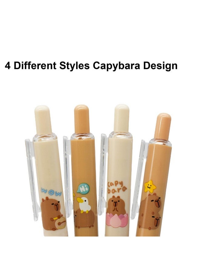 Maydahui Maydahui 8 Pcs Cute Capybara Mini Pens Small Pocket Pens 4.85 inch/12.3 cm Retractable Stubby Pens Short Fat Pen Kawaii Pen Balck Ink for Notebook School Office Party Favors  - Image 5