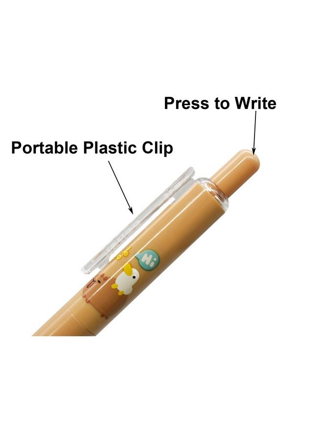 Maydahui Maydahui 8 Pcs Cute Capybara Mini Pens Small Pocket Pens 4.85 inch/12.3 cm Retractable Stubby Pens Short Fat Pen Kawaii Pen Balck Ink for Notebook School Office Party Favors  - Image 4