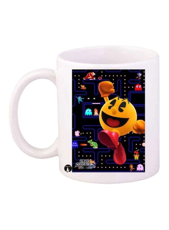 RKN Pac Man Printed Mug White/Black/Yellow - Image 1
