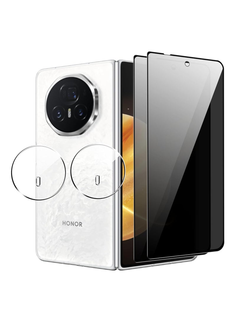 General Privacy Screen Protector Compatible with Honor Magic V3 5G, [2 Pack] Tempered Glass and [2 Pack] Camera Lens Protector, Anti-Scratch 9H Hardness Bubble-Free  - Image 1