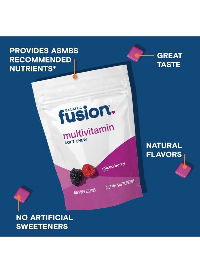 Bariatric Fusion فيتامينات متعددة لمرضى السمنة بنكهة التوت المختلط | مضغ لذيذ خالي من السكر بعد جراحة السمنة | 60 حبة | إمداد لمدة شهر - Image 3