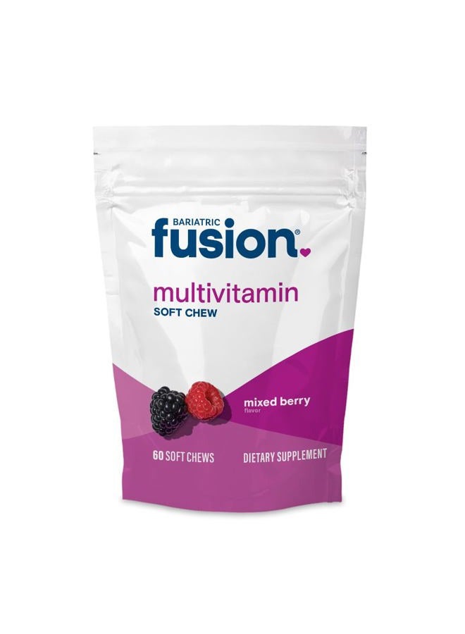Bariatric Fusion فيتامينات متعددة لمرضى السمنة بنكهة التوت المختلط | مضغ لذيذ خالي من السكر بعد جراحة السمنة | 60 حبة | إمداد لمدة شهر - Image 1