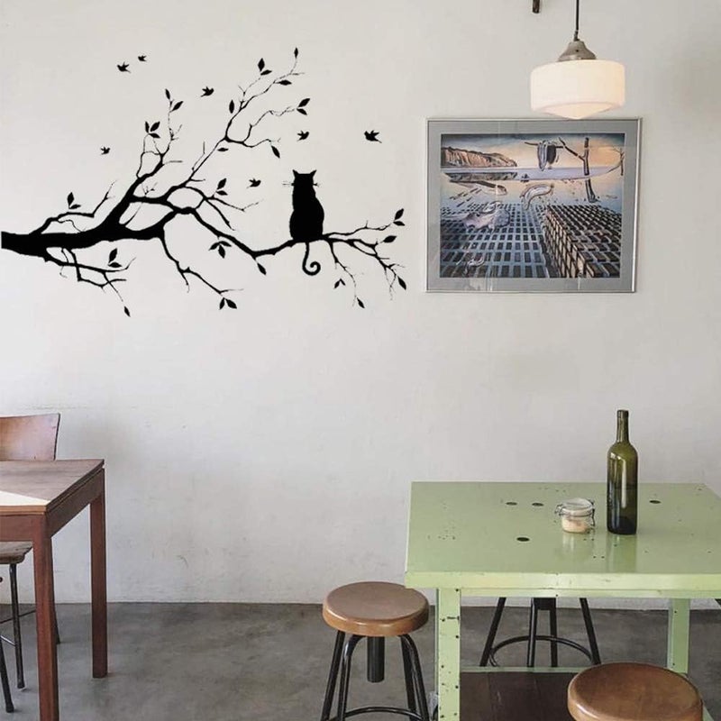 Lnrkai CUNYA 15 x 22.8in Black Cat on Tree Branches Wall Decor Stickers Nursery Leaves, DIY Removable Wall Art Decal Mural Wallpaper Home Decoration for Living Room, Bedroom, Farmhouse, Bathroom Decor - Image 5