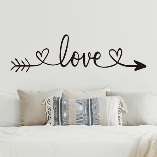 AnFigure Love Quotes Wall Stickers: Inspirational Vinyl Art Couples Wall Decals for Home Bedroom Bathroom Living Room - Love Arrow 25"X7" - Image 1