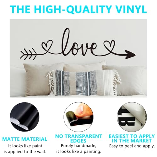 AnFigure Love Quotes Wall Stickers: Inspirational Vinyl Art Couples Wall Decals for Home Bedroom Bathroom Living Room - Love Arrow 25"X7" - Image 2