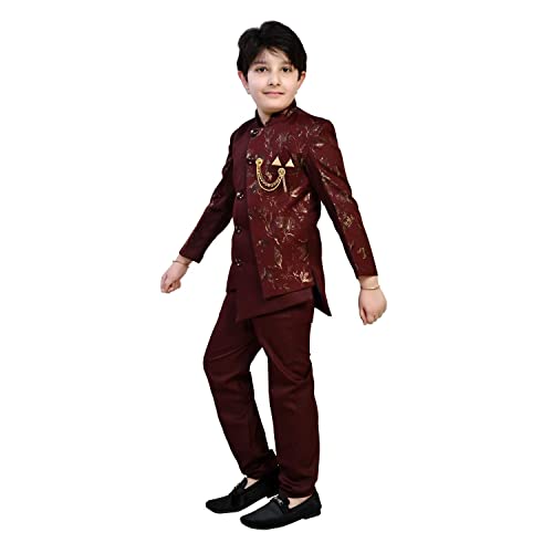 ZOLARIO Sherwani for Kids Boys, Ideal for Birthday, Marriage, Diwali and Other Functions. 7-8 years, Red color - Image 2