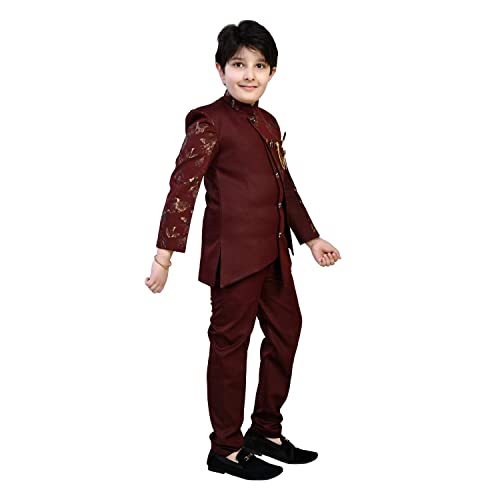 ZOLARIO Sherwani for Kids Boys, Ideal for Birthday, Marriage, Diwali and Other Functions. 7-8 years, Red color - Image 4