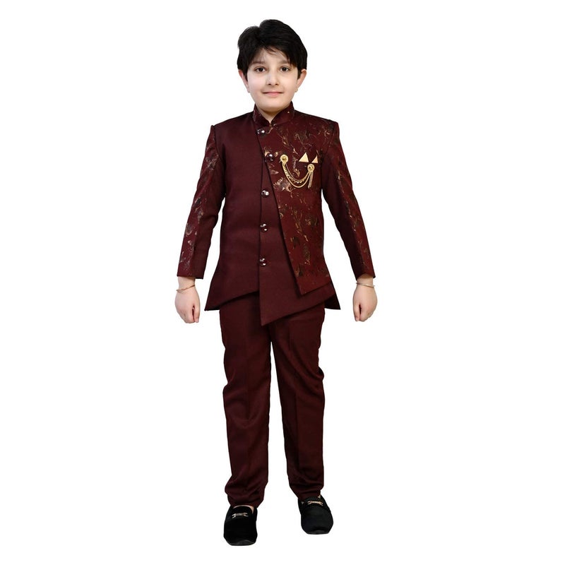 ZOLARIO Sherwani for Kids Boys, Ideal for Birthday, Marriage, Diwali and Other Functions. 7-8 years, Red color - Image 5