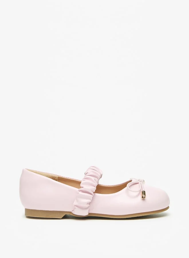 JUNIORS Girls Solid Round Toe Ballerinas With Bow Detail