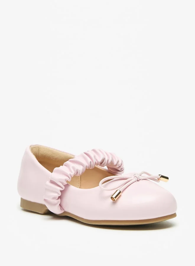 JUNIORS Girls Solid Round Toe Ballerinas With Bow Detail