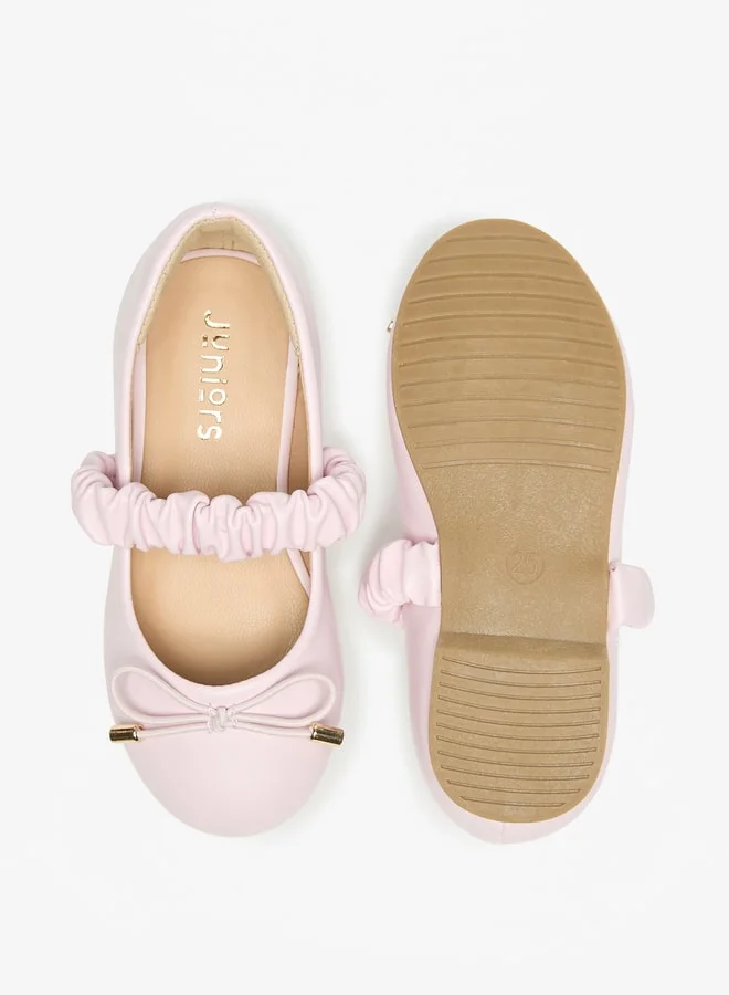 JUNIORS Girls Solid Round Toe Ballerinas With Bow Detail