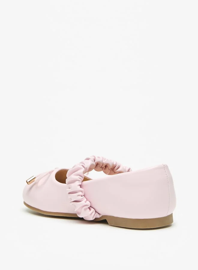 JUNIORS Girls Solid Round Toe Ballerinas With Bow Detail