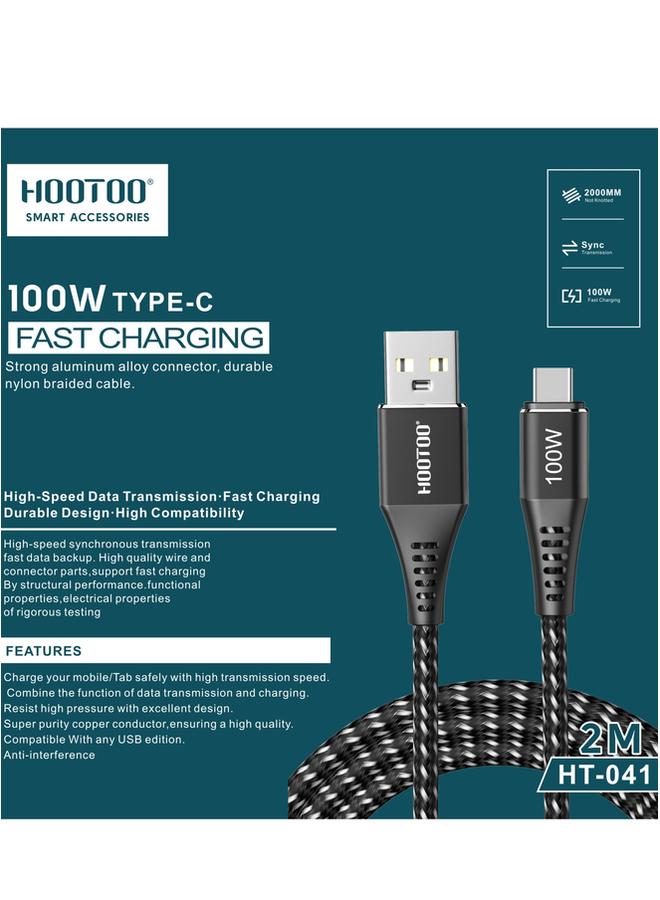 HooToo 100W Type C Fast Charging Strong Aluminum Alloy Connector Durable Nylon Braided Cable High Speed Data Transmission  - Image 3