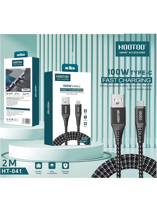 HooToo 100W Type C Fast Charging Strong Aluminum Alloy Connector Durable Nylon Braided Cable High Speed Data Transmission  - Image 2