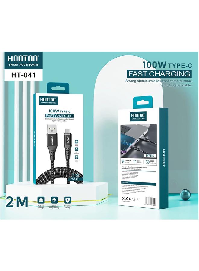 HooToo 100W Type C Fast Charging Strong Aluminum Alloy Connector Durable Nylon Braided Cable High Speed Data Transmission  - Image 4