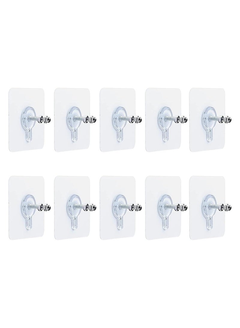 Generic Heavy Duty Transparent Adhesive Wall Hooks – 10 Pcs – Waterproof & Rustproof – Strong Sticky Hooks for Kitchen, Bathroom & Storage - Image 1