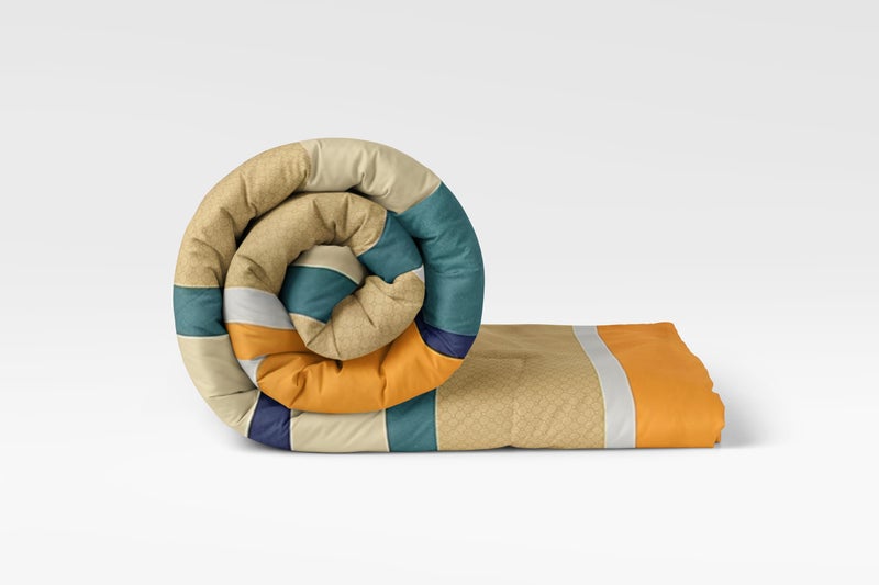 LOOMLYFE 300 TC All Season King Size AC Comforter || Blanket || Duvet for Double Bed with 1 Flat Bedsheet and 2 Large Pillow Covers - 4 Piece Comforter Set - YellowGreenStripes - Image 2