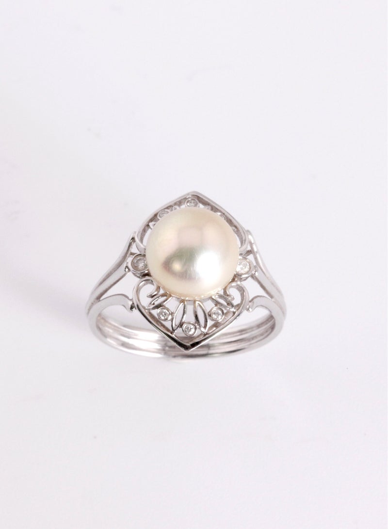 ميكورا خاتم ، لآلئ أكويا اليابانية ، جودة ، لون ذهبي معالج ، 09.0-08.5 مم ، 18 كيلو واط. 8D 0.05 قيراط - Image 1