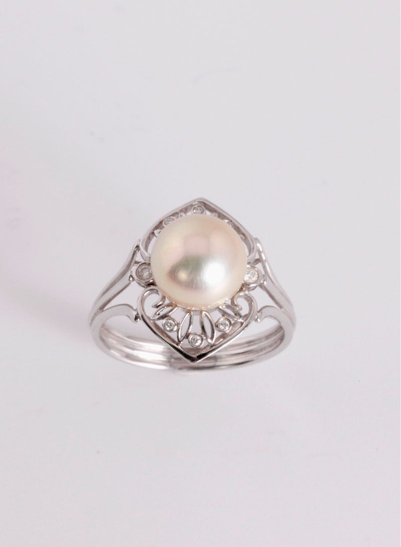 ميكورا خاتم ، لآلئ أكويا اليابانية ، جودة ، لون ذهبي معالج ، 09.0-08.5 مم ، 18 كيلو واط. 8D 0.05 قيراط - Image 2