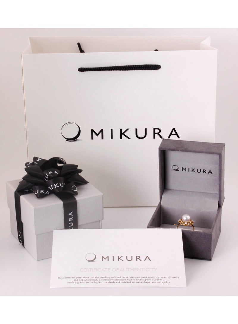 ميكورا خاتم ، لآلئ أكويا اليابانية ، جودة ، لون ذهبي معالج ، 09.0-08.5 مم ، 18 كيلو واط. 8D 0.05 قيراط - Image 5