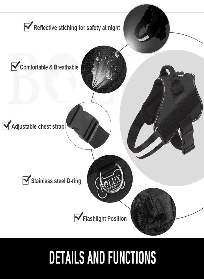 Bolux Dog Harness, No-Pull Reflective Dog Vest, Breathable Adjustable Pet Harness with Handle for Outdoor Walking - No More Pulling, Tugging or Choking (Black, S) - Image 2