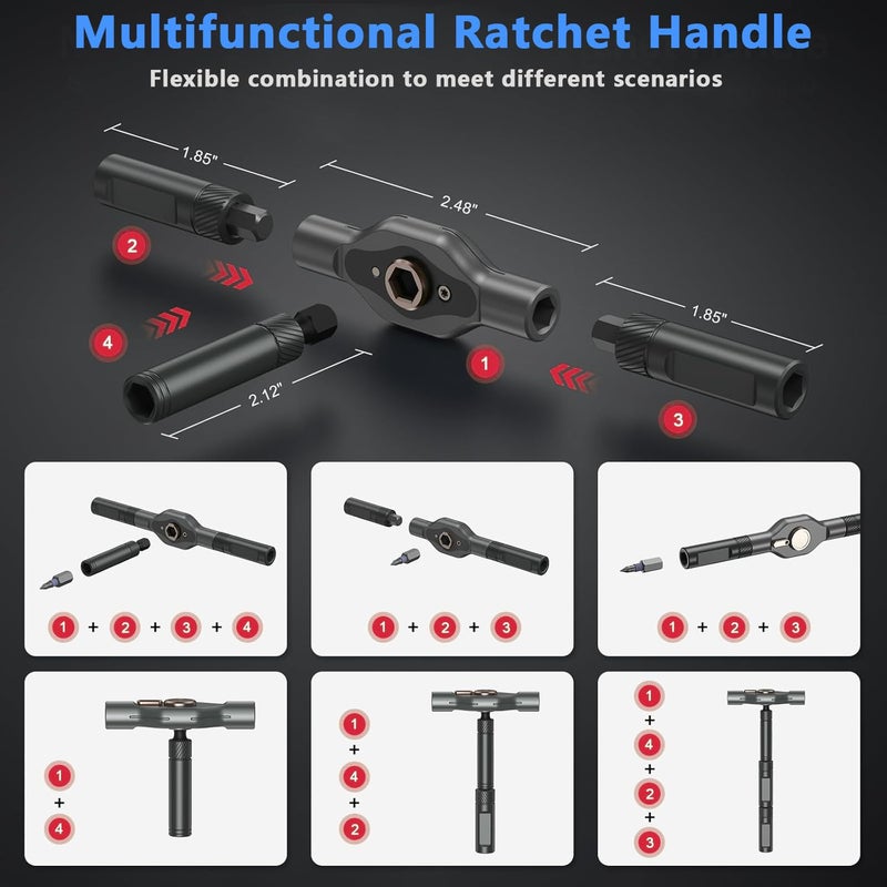 JENABOM 42 In 1 Magnetic Screwdriver Set  Diy Ratchet Screwdriver Set  Multi Bit Magnetic Drive Set With Detachable Ratchet Handle  Portable Compact Repair Tool Kit - Image 2
