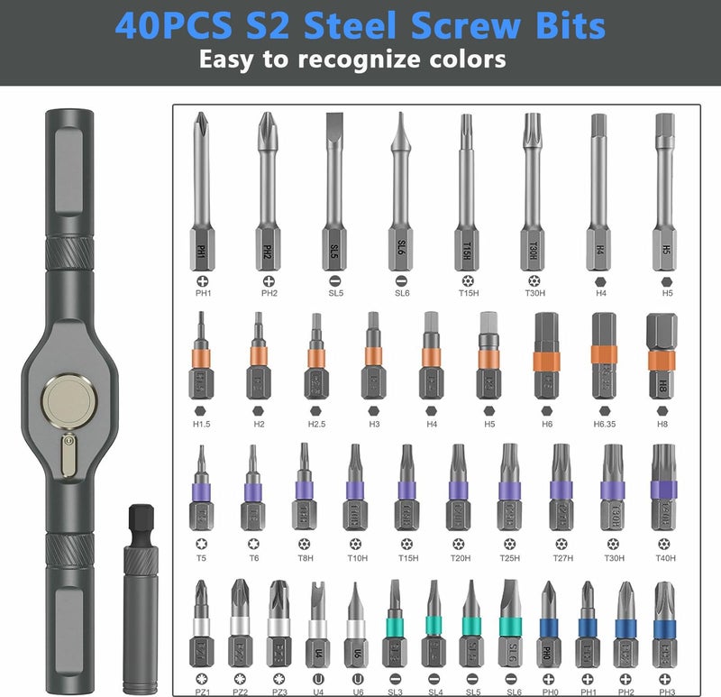 JENABOM 42 In 1 Magnetic Screwdriver Set  Diy Ratchet Screwdriver Set  Multi Bit Magnetic Drive Set With Detachable Ratchet Handle  Portable Compact Repair Tool Kit - Image 4