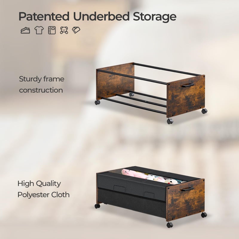 FOUCSSOMEI Under Bed Storage with Wheels, Under Bed Storage Containers, UnderBed Drawers with Metal Frame, for Clothes Shoes Blanket - Image 3