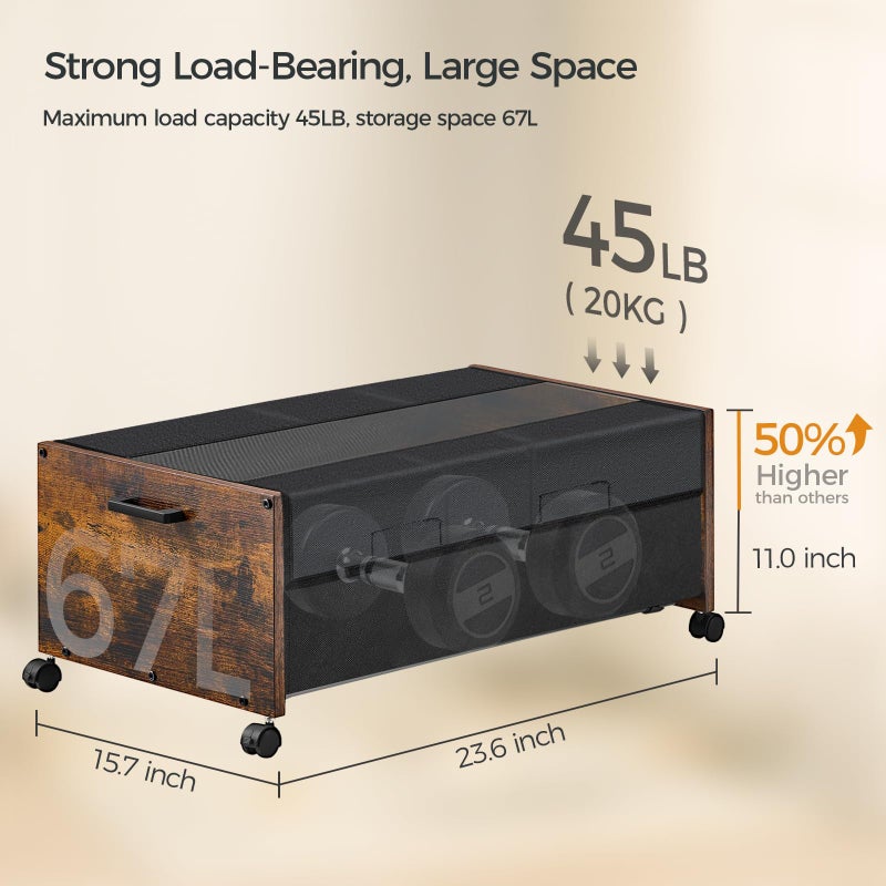 FOUCSSOMEI Under Bed Storage with Wheels, Under Bed Storage Containers, UnderBed Drawers with Metal Frame, for Clothes Shoes Blanket - Image 4