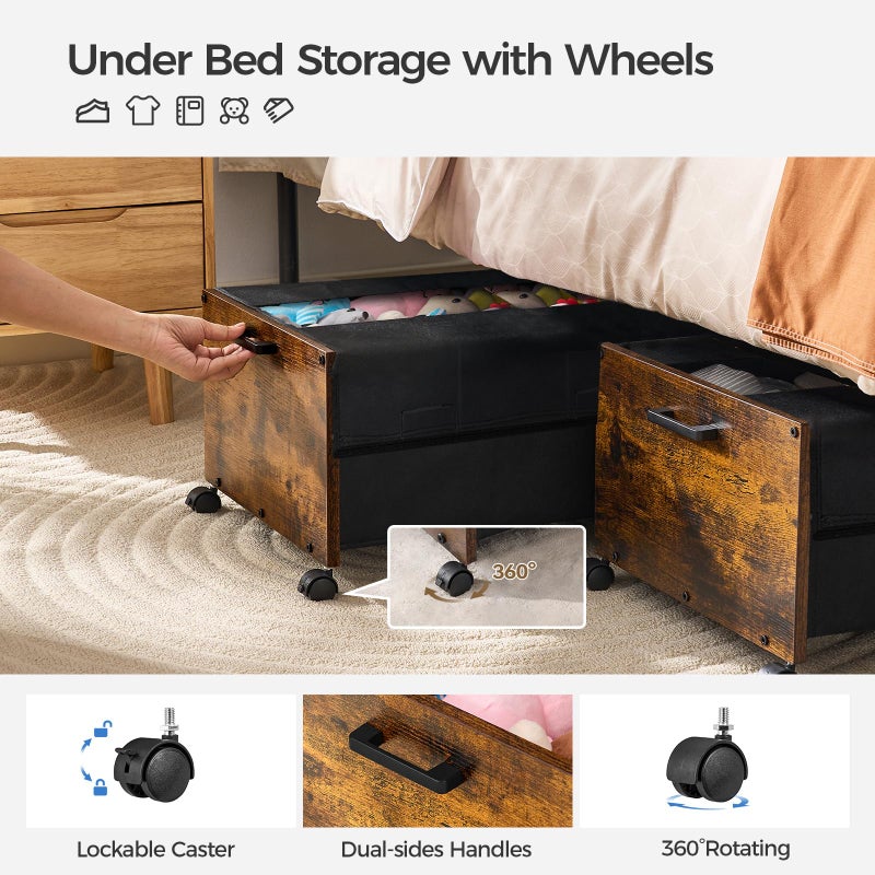 FOUCSSOMEI Under Bed Storage with Wheels, Under Bed Storage Containers, UnderBed Drawers with Metal Frame, for Clothes Shoes Blanket - Image 2
